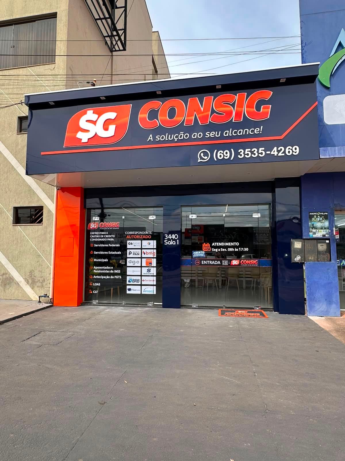 Fachada da unidade SG Consig em Ariquemes