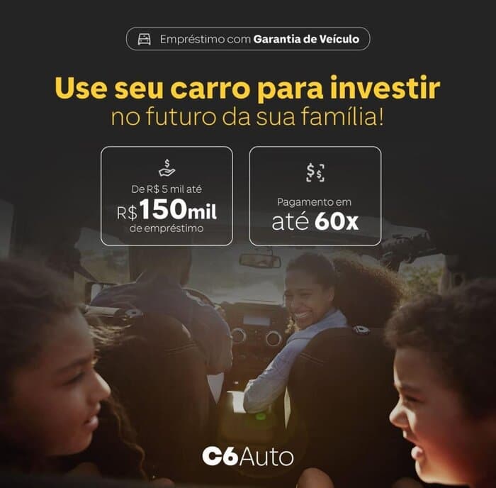 Família usando o carro para investir no futuro